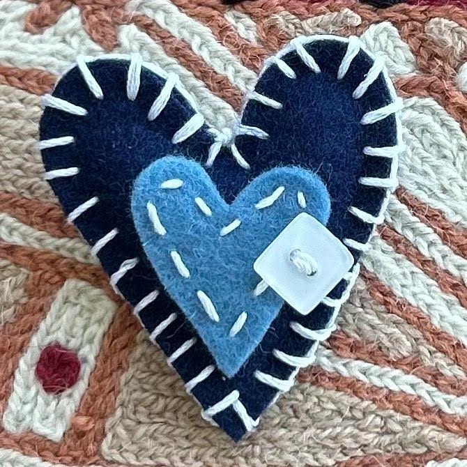 Brooch - hand stitched - heart