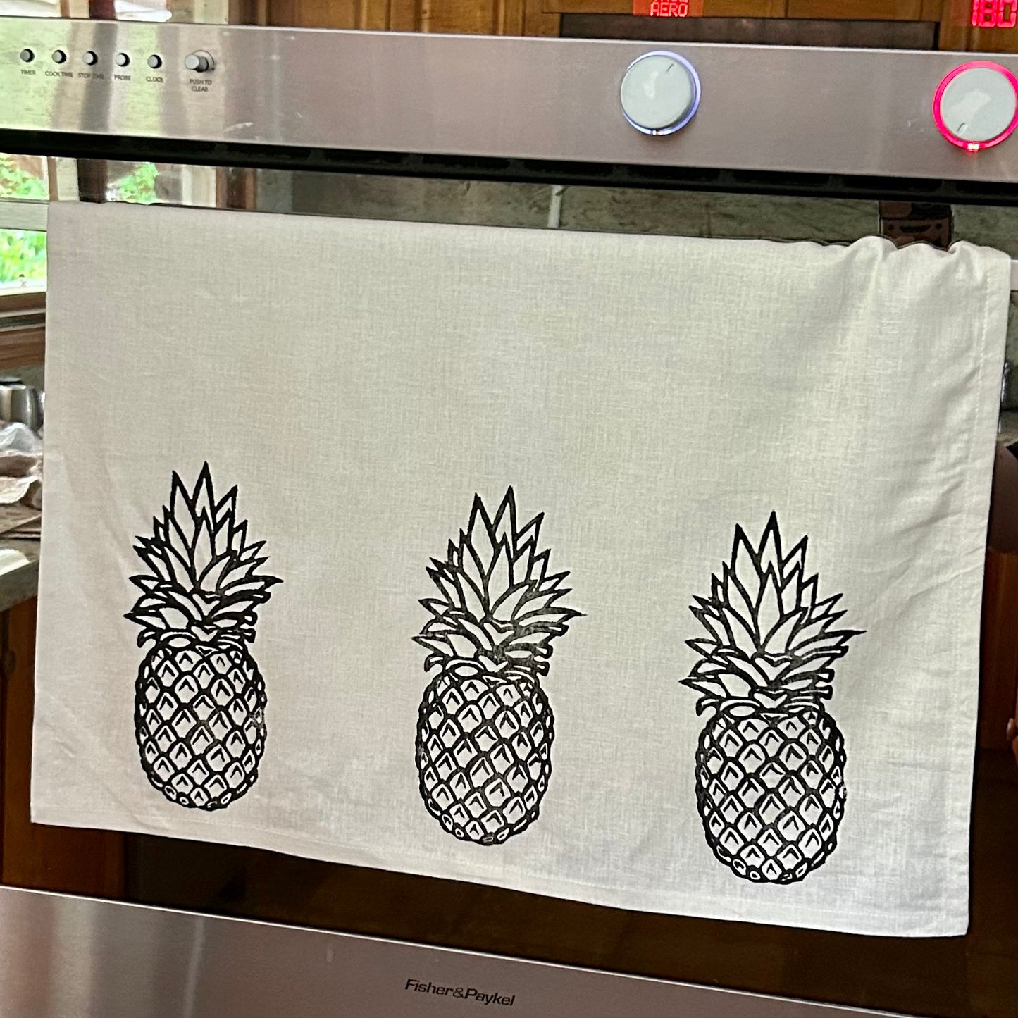 Tea towel - hand printed - pineapple