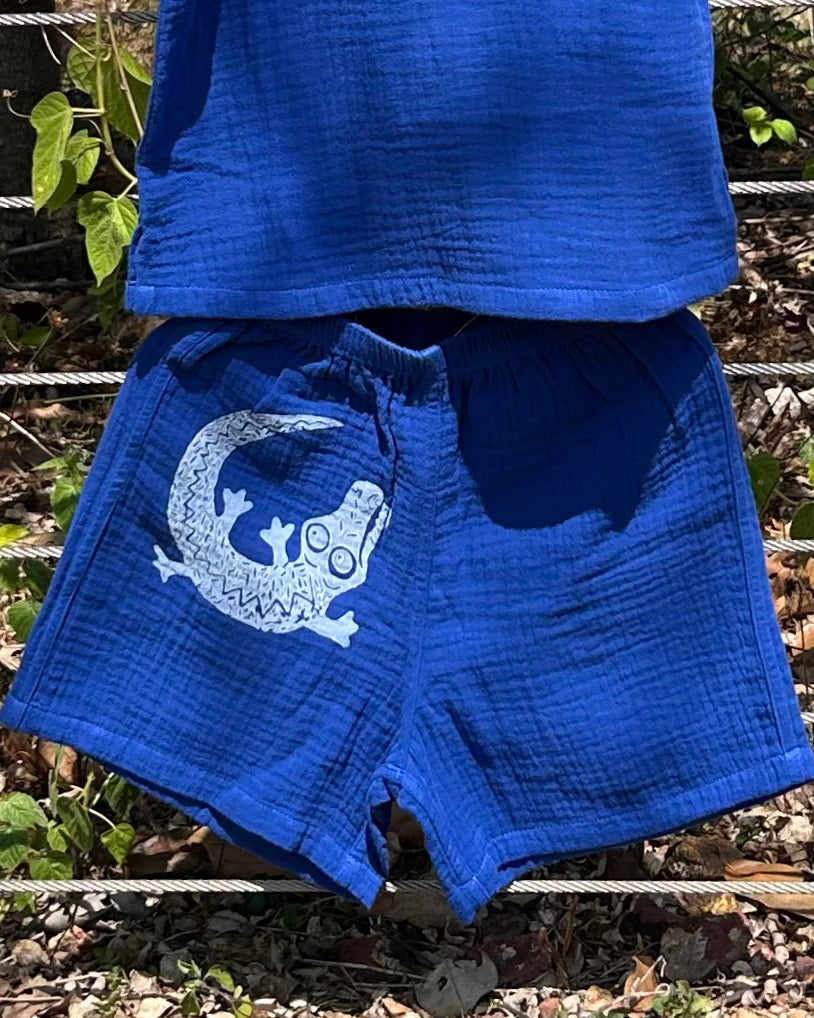 Children’s set - hand printed - crocodile