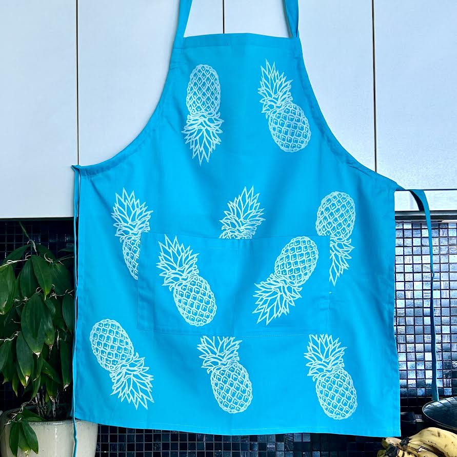 Apron - hand printed - pineapple