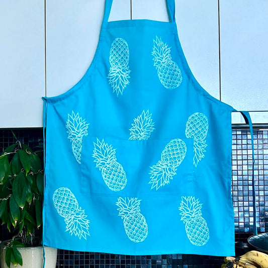 Apron - hand printed - pineapple