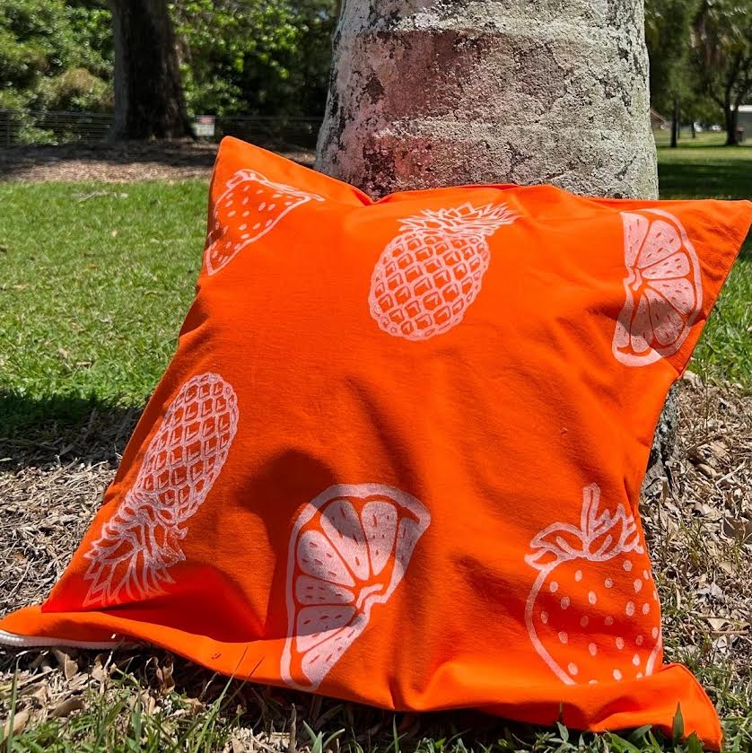 Cushion cover - hand printed - fruit salad