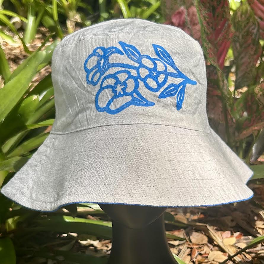 Bucket hat - hand printed - Sturt desert rose
