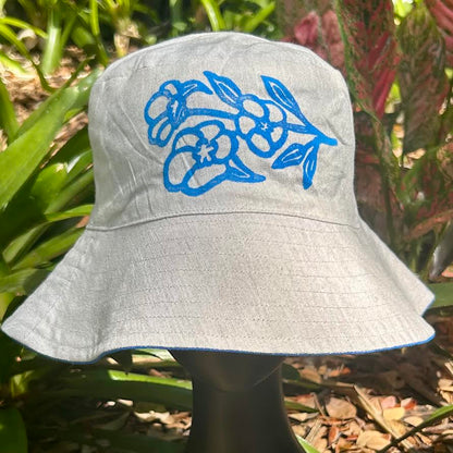 Bucket hat - hand printed - Sturt desert rose