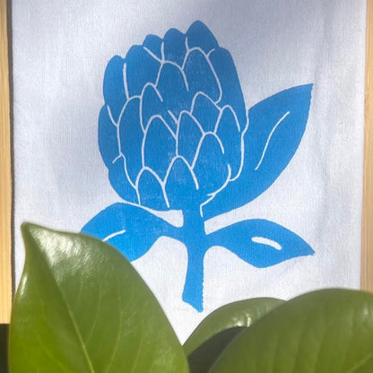 Tea towel - hand printed - protea