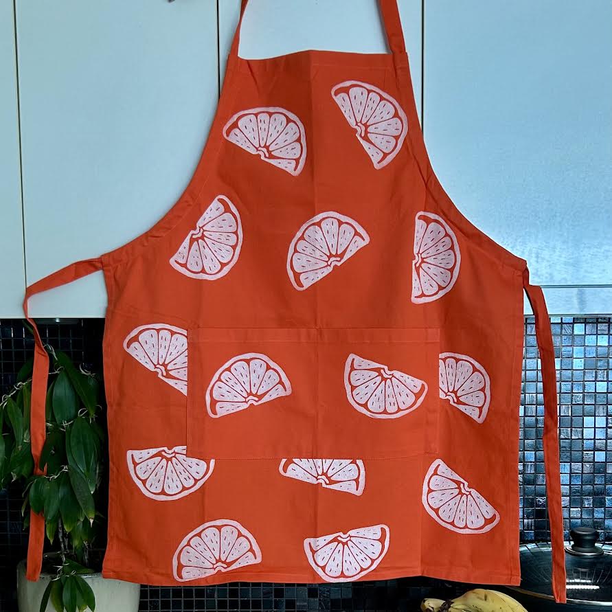 Apron - hand printed - citrus