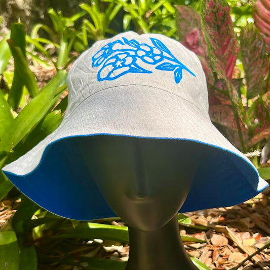 Bucket hat - hand printed - Sturt desert rose