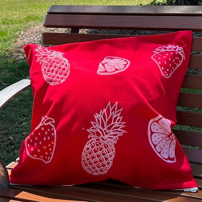 Cushion cover - hand printed - fruit salad