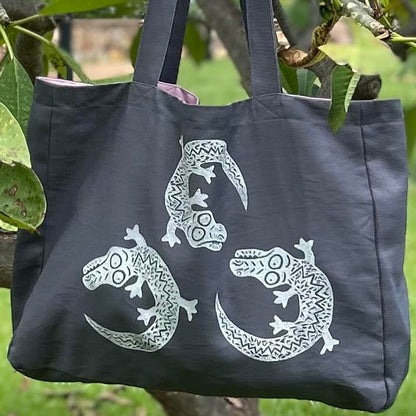 Weekend bag - hand printed - crocodile