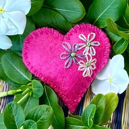 Brooch - hand stitched - heart