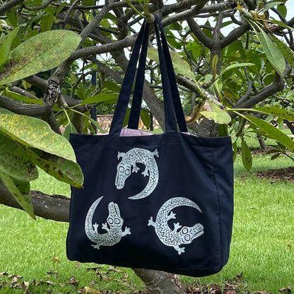 Weekend bag - hand printed - crocodile