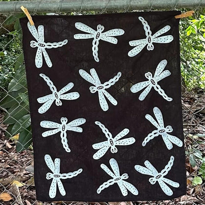 Tea towel - hand printed - dragonfly