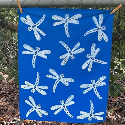 Tea towel - hand printed - dragonfly