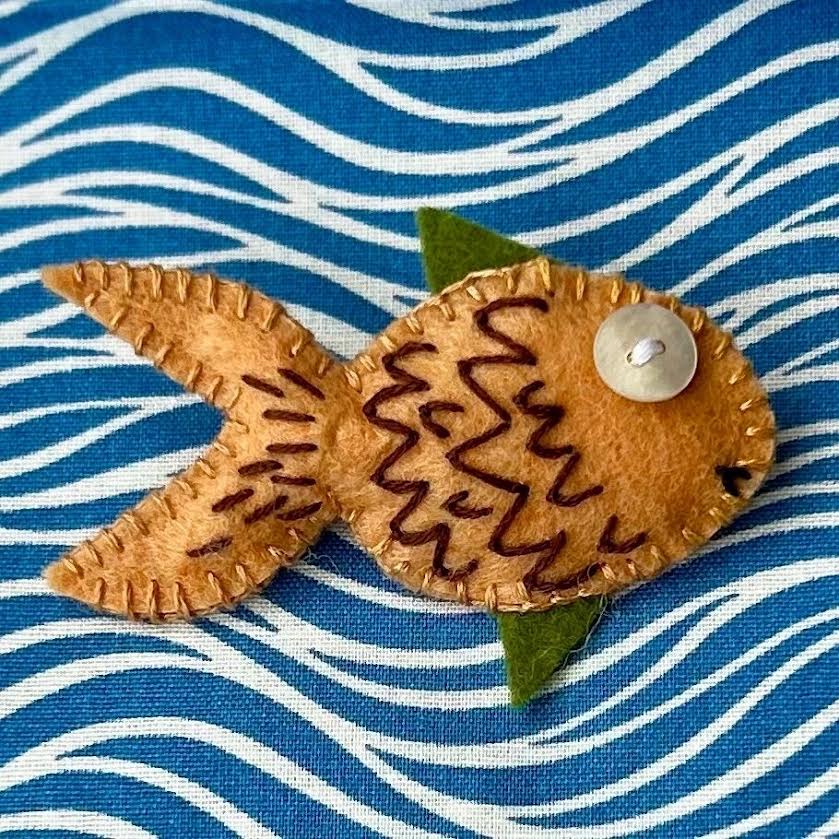 Brooch - hand stitched - fish