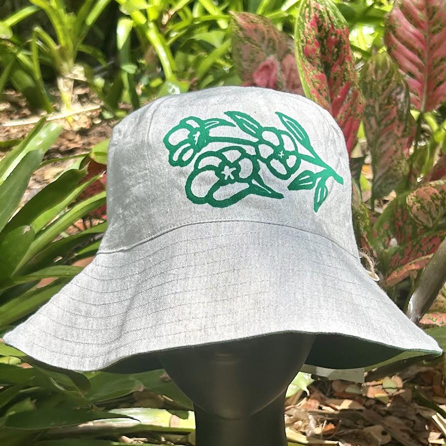 Bucket hat - hand printed - Sturt desert rose