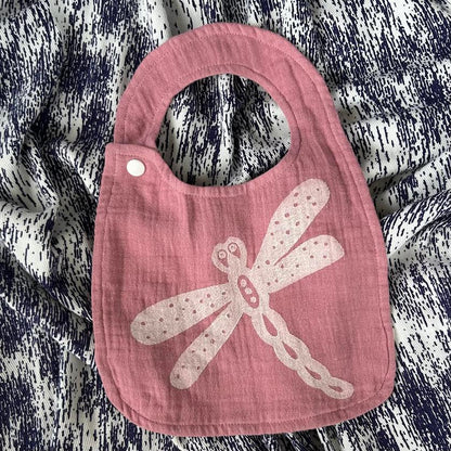 Bib - hand printed - dragonfly