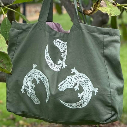 Weekend bag - hand printed - crocodile