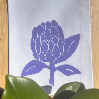 Tea towel - hand printed - protea
