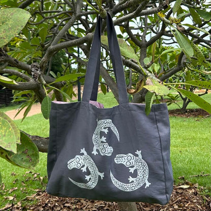 Weekend bag - hand printed - crocodile