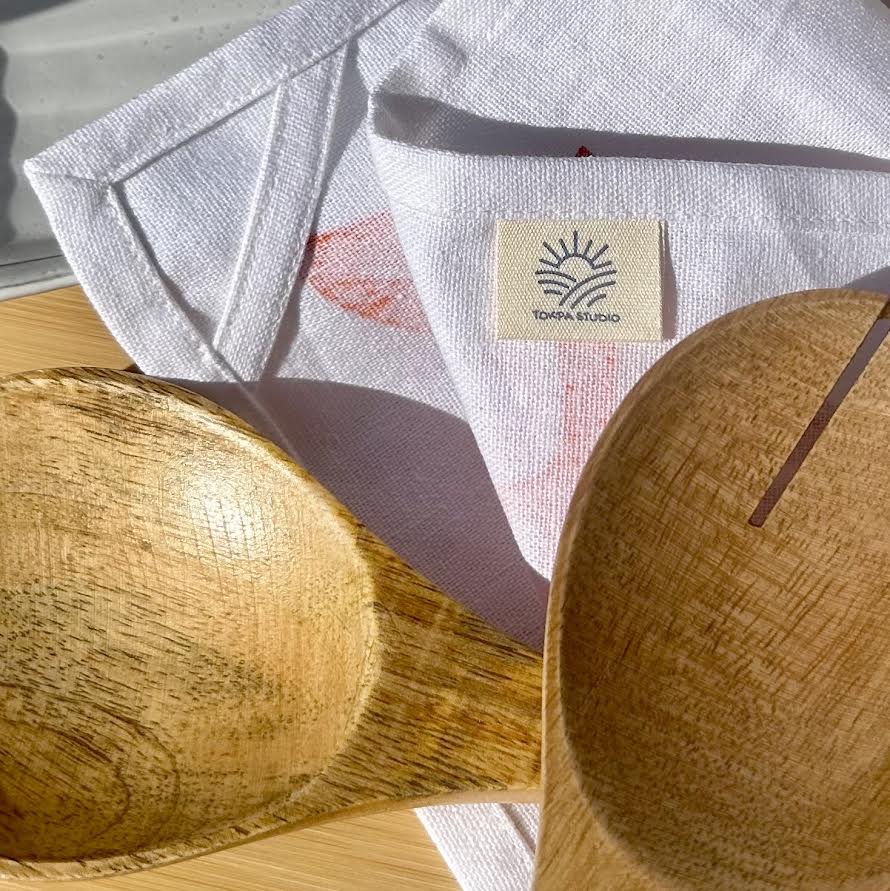 Tea towel - hand printed - protea