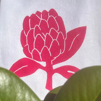 Tea towel - hand printed - protea