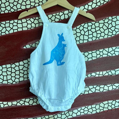 Romper - hand printed - mother kanga with joey