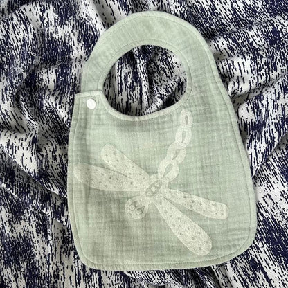 Bib - hand printed - dragonfly