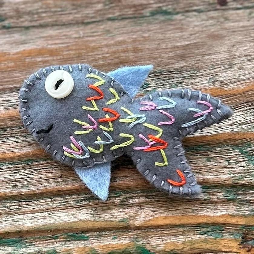 Brooch - hand stitched - fish