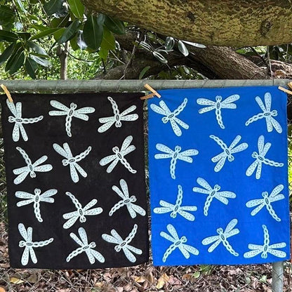 Tea towel - hand printed - dragonfly