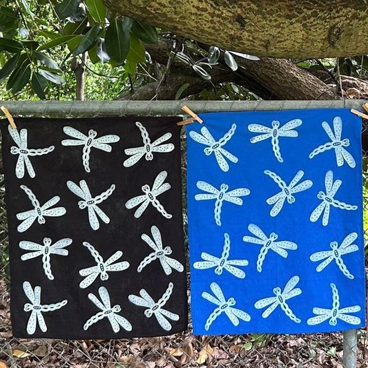 Tea towel - hand printed - dragonfly