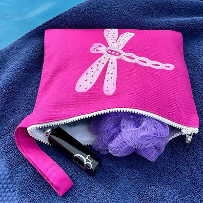 Wet bag small - hand printed - dragonfly