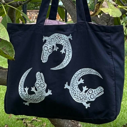 Weekend bag - hand printed - crocodile