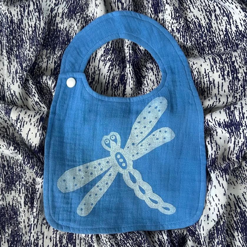 Bib - hand printed - dragonfly