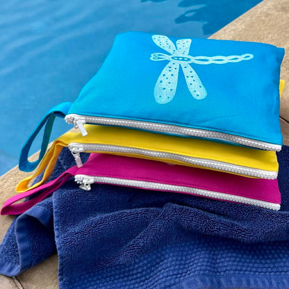 Wet bag small - hand printed - dragonfly