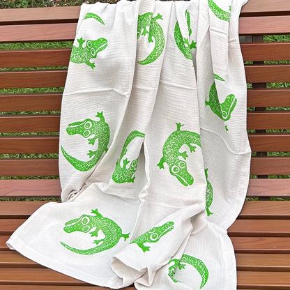 Baby wrap - hand printed - crocodile