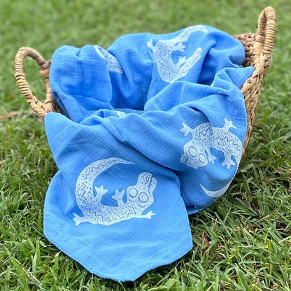 Baby wrap - hand printed - crocodile