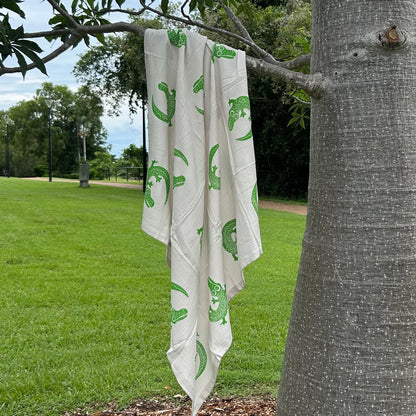 Baby wrap - hand printed - crocodile