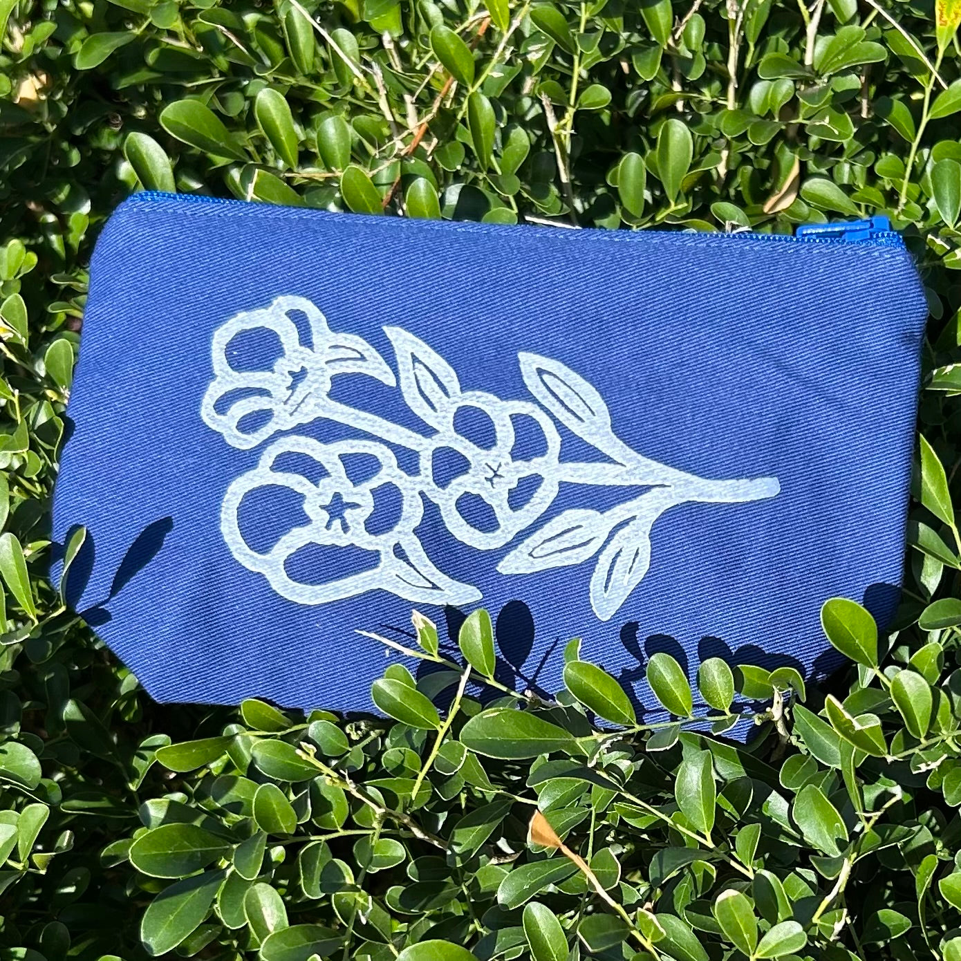 Zip pouch - hand printed - Sturt desert rose
