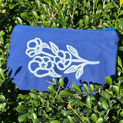 Zip pouch - hand printed - Sturt desert rose
