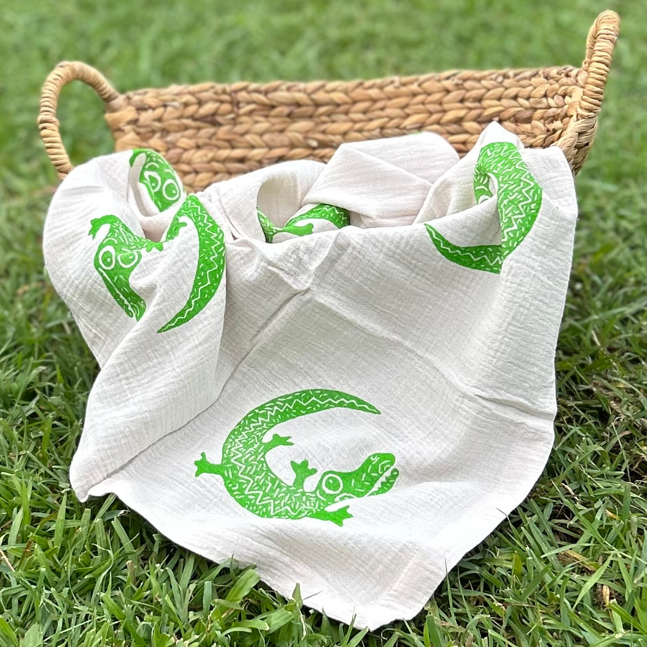 Baby wrap - hand printed - crocodile