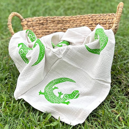 Baby wrap - hand printed - crocodile