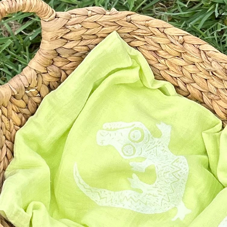 Baby wrap - hand printed - crocodile
