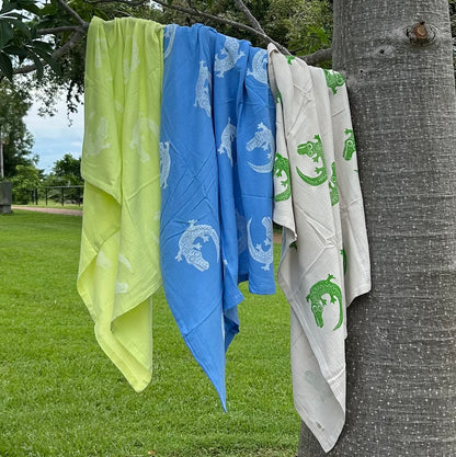 Baby wrap - hand printed - crocodile