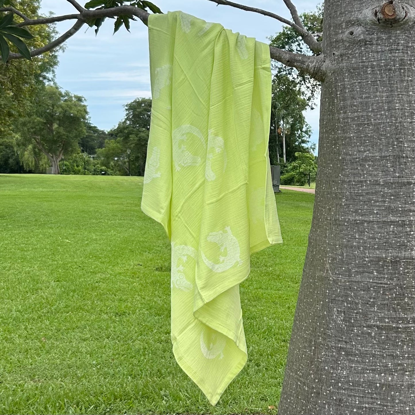 Baby wrap - hand printed - crocodile