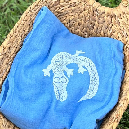 Baby wrap - hand printed - crocodile