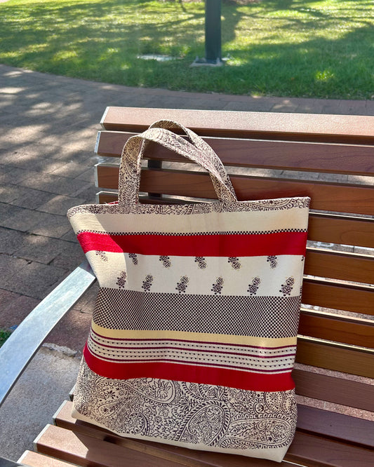 Short Handle Shopper - (reversible) paisley and roses