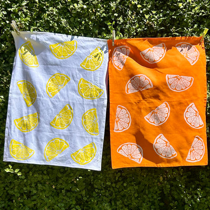 Tea towel - hand printed - citrus