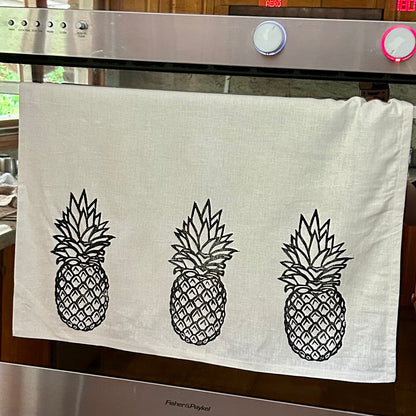 Tea towel - hand printed - pineapple