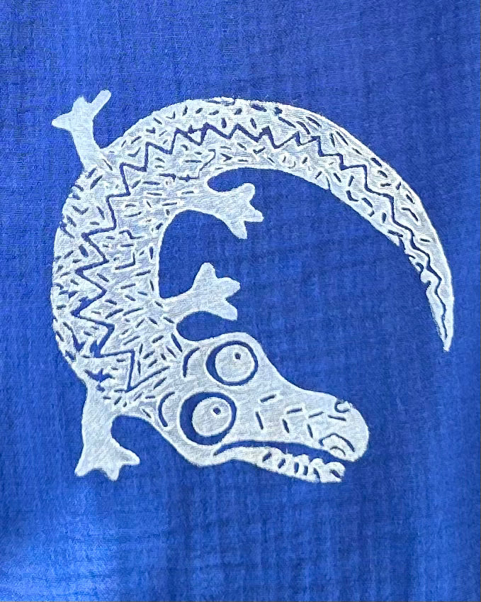 Children’s set - hand printed - crocodile