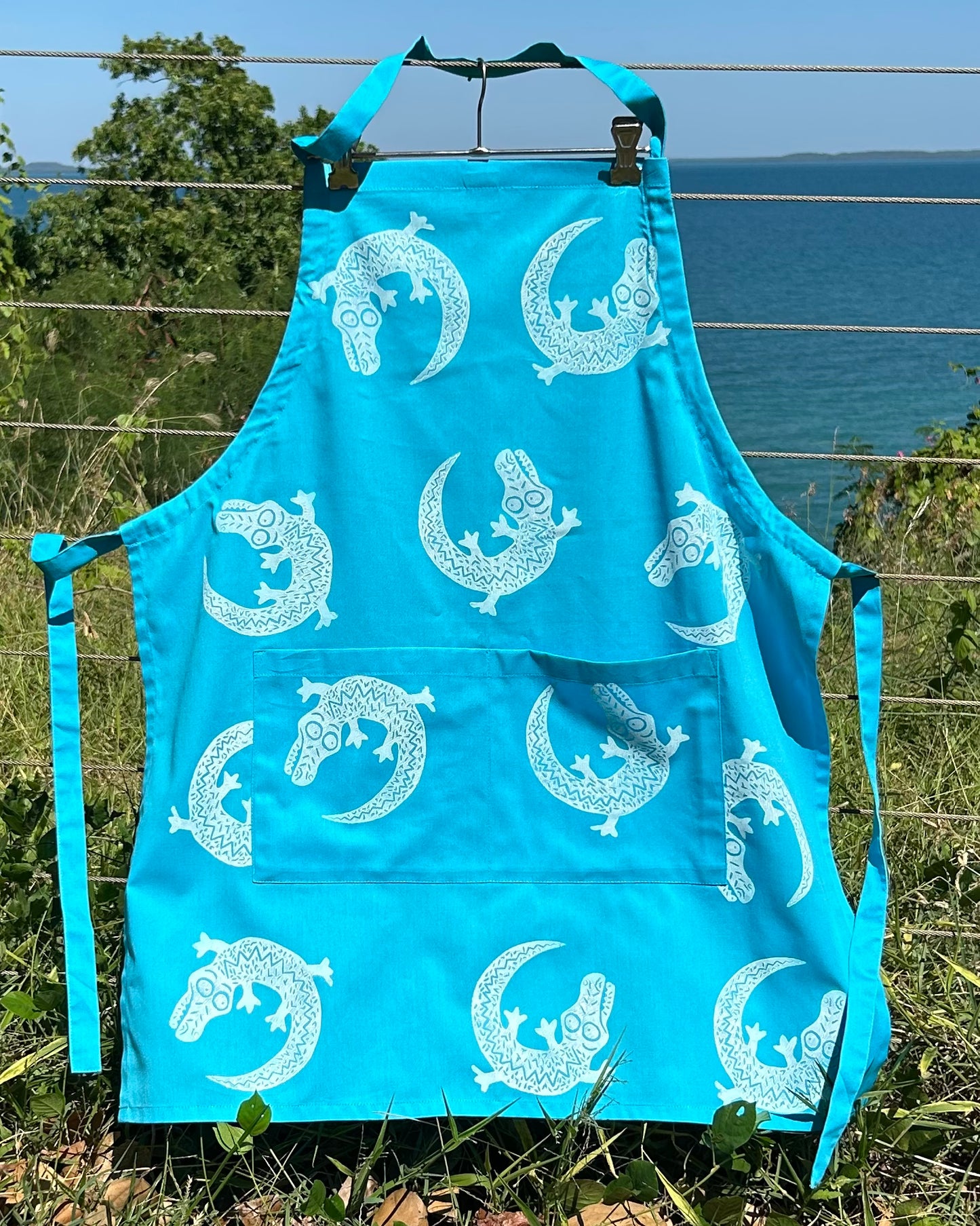 Apron - hand printed - crocodile